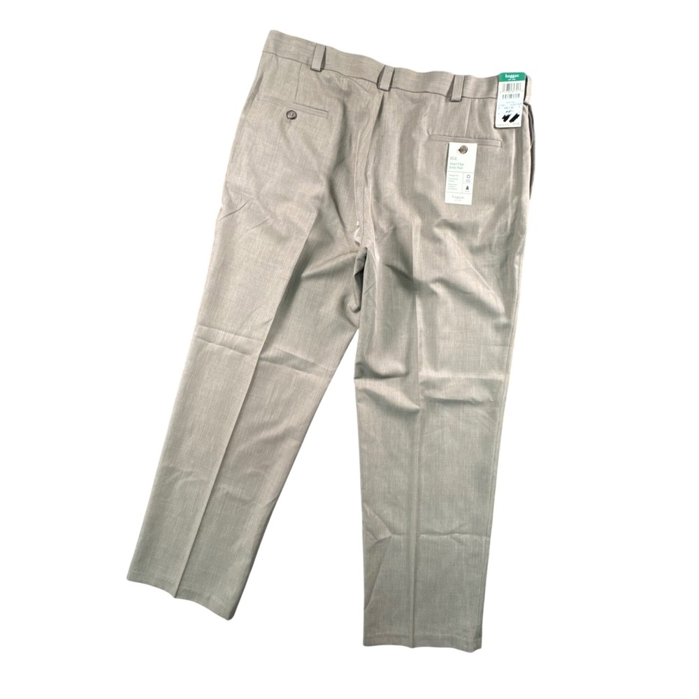 NWT Haggar Mens Smart Fiber Straight Fit Dress Pants Tan Pleated‎ 40W X 32L